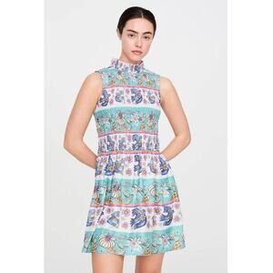 Marie Oliver Halsey Smocked Sleeveless Mini Dress Folklore Floral M Bohochic NEW